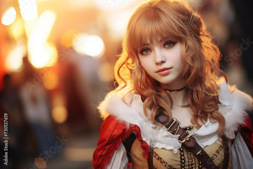 Japan anime cosplay portrait of girl with comic costume japanese theme generative AI