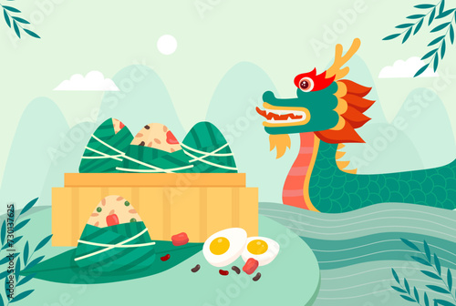 Celebrate Chinese Dragon Boat Festival illustration