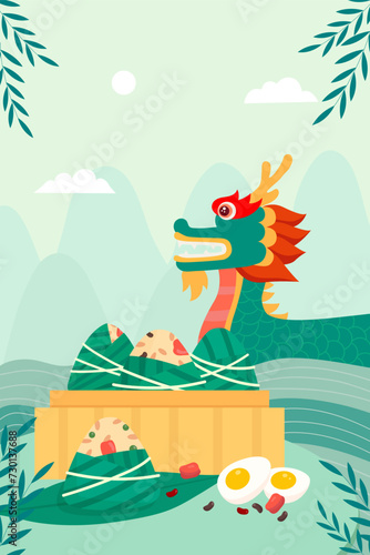 Celebrate Chinese Dragon Boat Festival illustration