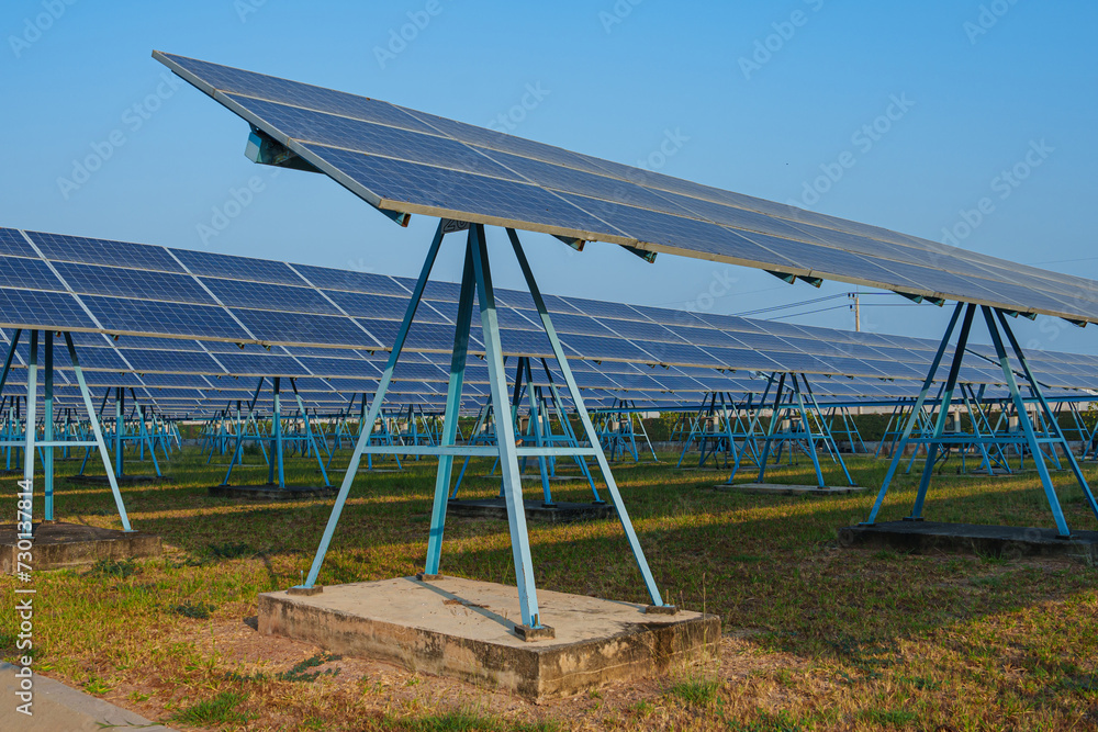 Solar Photovoltaic of solar farm view, solar plant rows array of on the water mount system Installation in earthen pond, water storage. Floating solar or floating photovoltaics (FPV)
Solar Photovoltaic of solar farm view, solar plant rows array of on the water mount system Installation in earthen pond, water storage. Floating solar or floating photovoltaics (FPV)