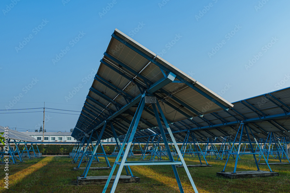 Solar Photovoltaic of solar farm view, solar plant rows array of on the water mount system Installation in earthen pond, water storage. Floating solar or floating photovoltaics (FPV)
Solar Photovoltaic of solar farm view, solar plant rows array of on the water mount system Installation in earthen pond, water storage. Floating solar or floating photovoltaics (FPV)