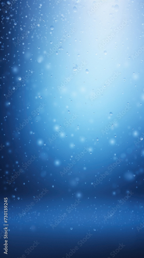 Fototapeta premium Abstract blue background with bokeh lights and falling snowflakes.