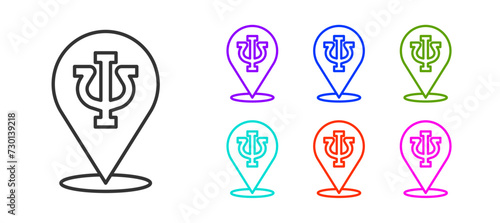 Black line Psychology icon isolated on white background. Psi symbol. Mental health concept, psychoanalysis analysis and psychotherapy. Set icons colorful. Vector