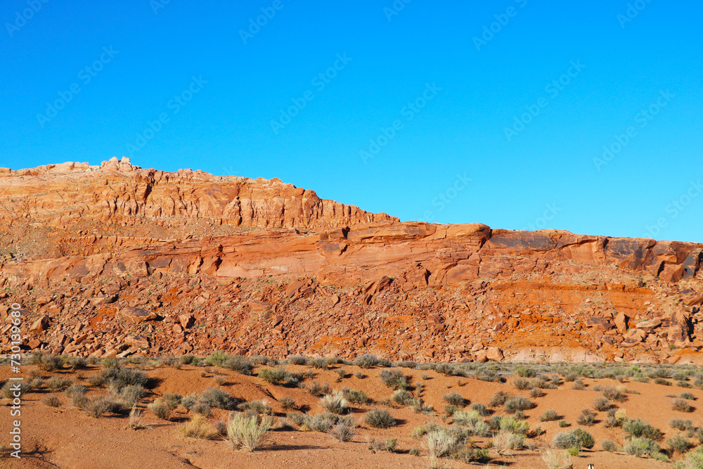 Fototapeta premium View of the mountain and blue sky in spring.