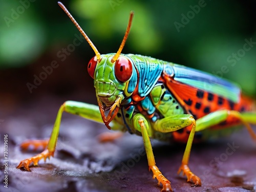 Macro photography: grasshopper in detail photo