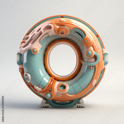 engine isolated on white background, 3d render of a ring, 3d render of letter O, Ai generated image photo