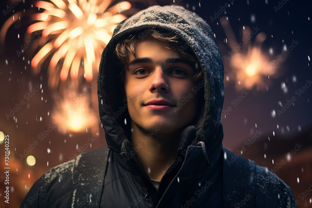 Fireworks show concept people watching admiring wonderful lights winter atmosphere Generative AI Fireworks show concept people watching admiring wonderful lights winter atmosphere Generative AI