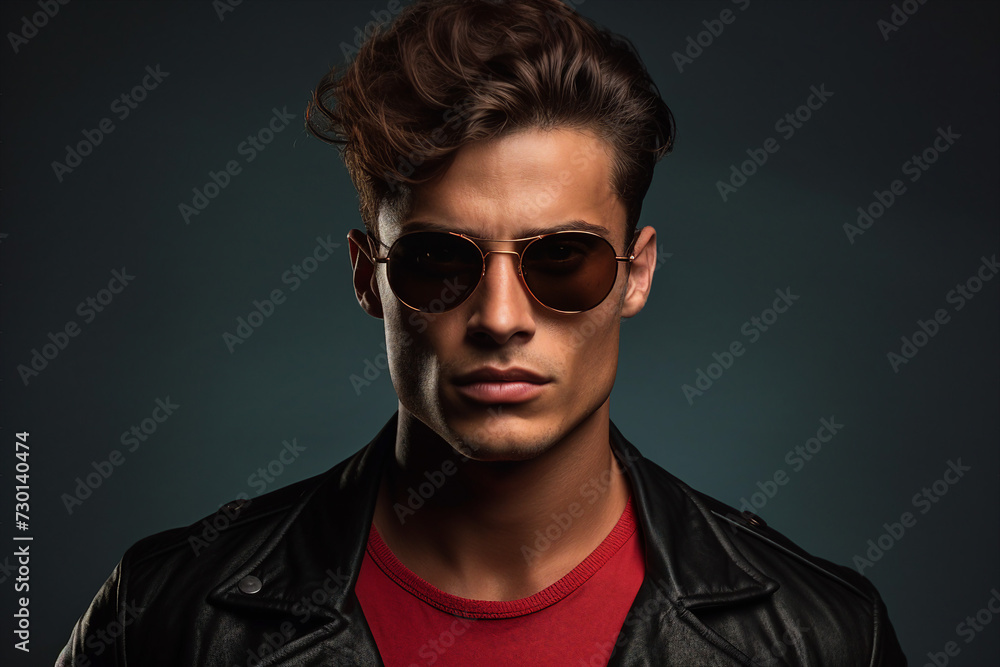 Fototapeta premium Generative AI illustration of young girl female guy man model posing in stylish trendy shiny outfit