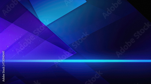 Abstract dark blue background with glowing lines and triangles.