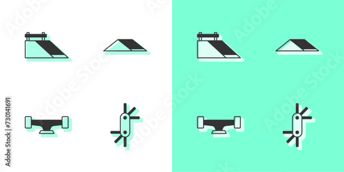 Set Tool allen keys, Skate park, Skateboard wheel and icon. Vector