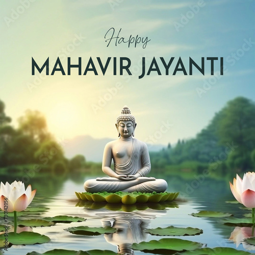 Happy Mahavir Jayanti, lord Mahavir statue