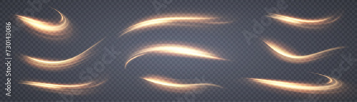 A whirlwind of bright yellow light. Abstract curved light effect of bright lines. Vector illustration