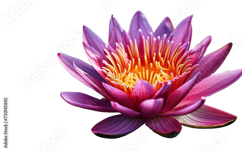 Pond with Isolated Lotus Flower on White Background