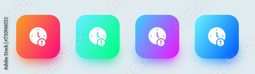 Time out solid icon in square gradient colors. Deadline signs vector illustration.