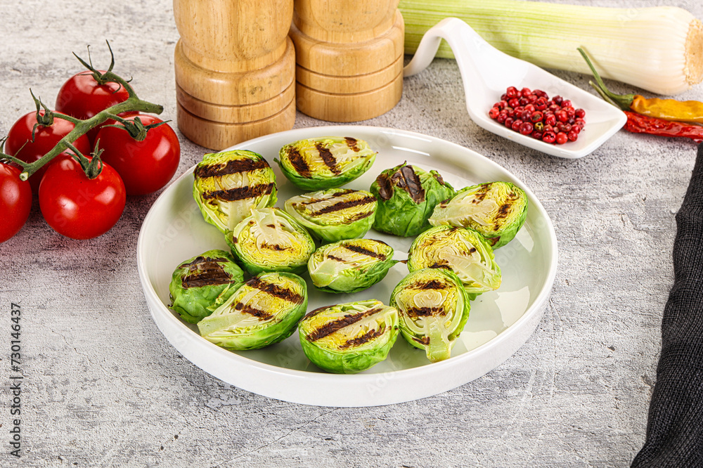 Grilled green brussel sprout cabbage Grilled green brussel sprout cabbage