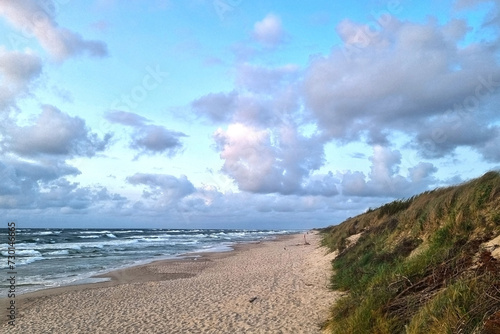 Fototapeta Naklejka Na Ścianę i Meble -  A small sandy coast by the sea.