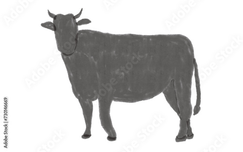 墨で描いた牛のシルエット