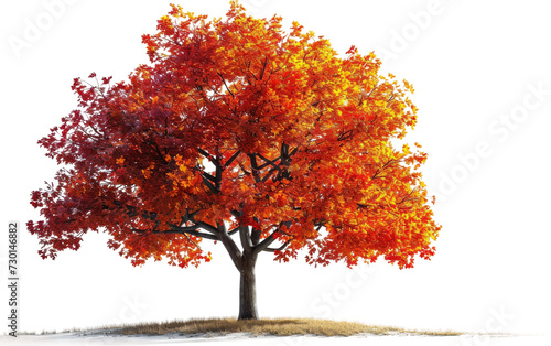 Maple Tree Featuring Autumn Leaves Isolated on White Background