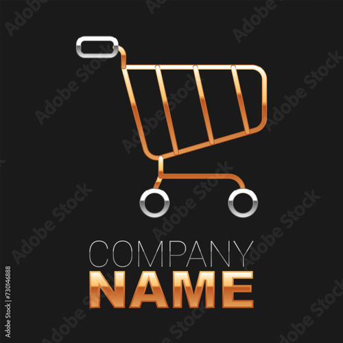 Line Shopping cart icon isolated on black background. Online buying concept. Delivery service sign. Supermarket basket symbol. Colorful outline concept. Vector