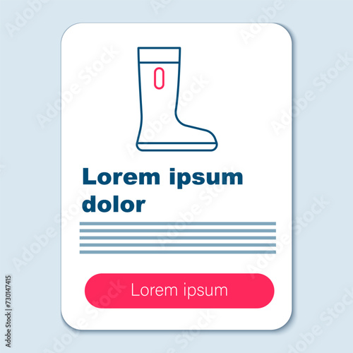 Line Waterproof rubber boot icon isolated on grey background. Gumboots for rainy weather, fishing, gardening. Colorful outline concept. Vector