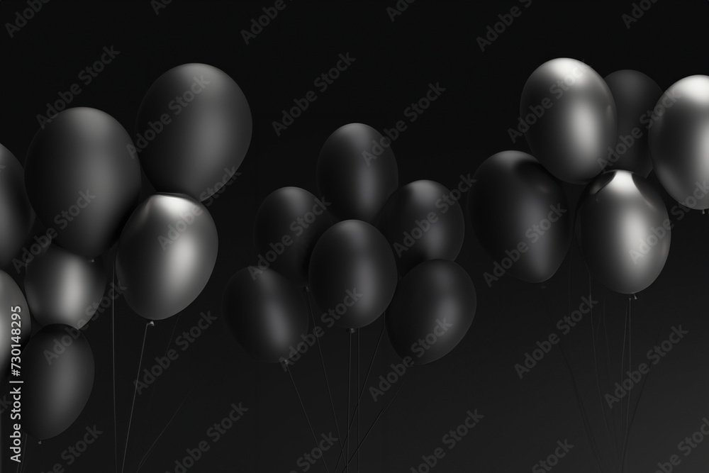 Czarne balony czarne tło - obrazy, fototapety, plakaty 