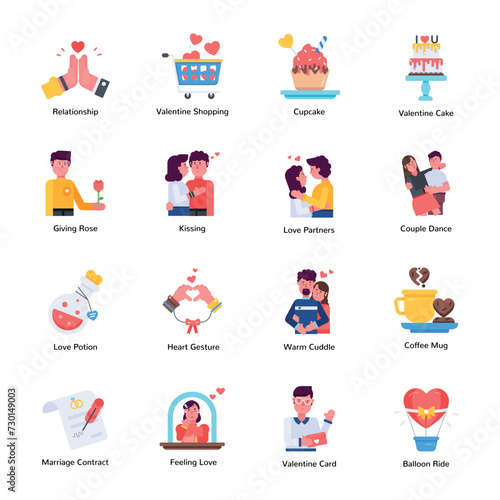 Collection of Romantic Flat Icons  

