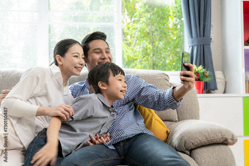 happy family take a selfie at home happy family take a selfie at home