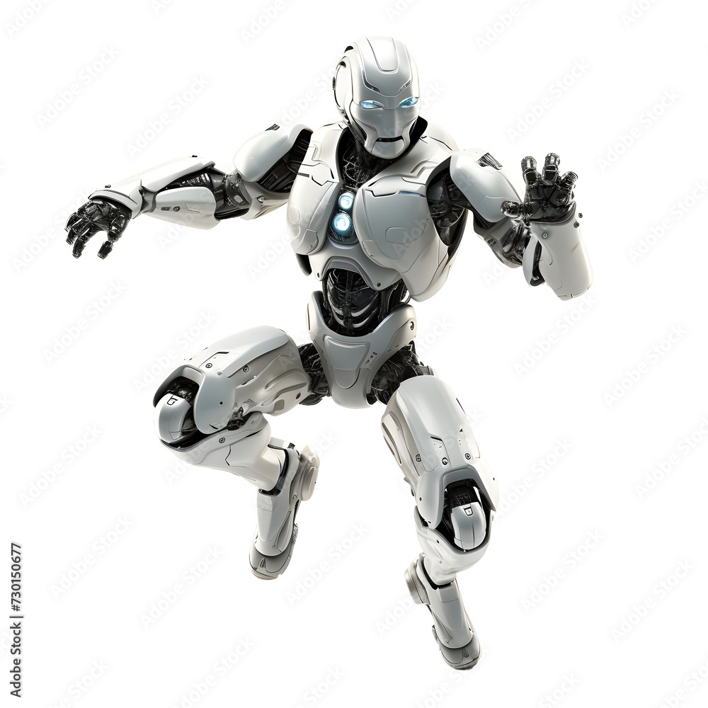 robot man jumping isolated on transparent background robot man jumping isolated on transparent background
