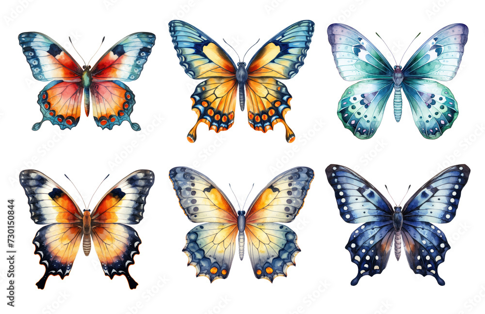 Butterfly watercolor illustration. Classic summer insect illustration Butterfly watercolor illustration. Classic summer insect illustration