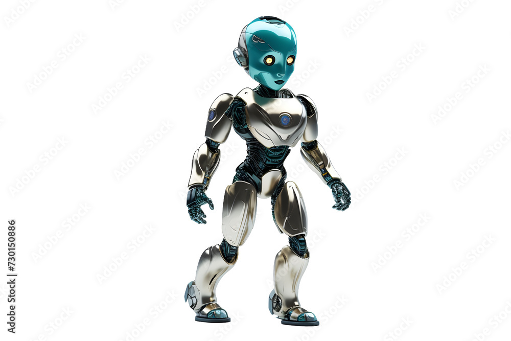 humanoid robot  stand isolated on transparent background