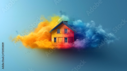 a house on a rainbow cloud