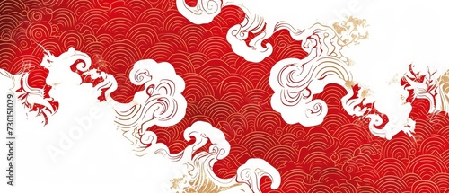 Abstract china background pattern oriental patterns. Minimalist. wave. New year festivities. Rounded. Oceanic art 