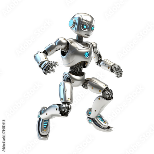 robot man running isolated on transparent background
