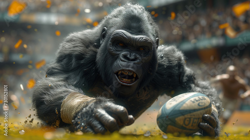 Gorillas as athlets, from boxing rings to gymnastics mats, in realistic, in dynamic images.