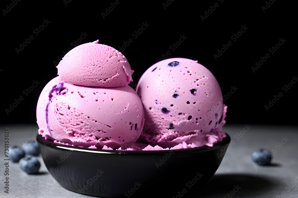 Tasty ice cream with various flavors, creamy ice cream