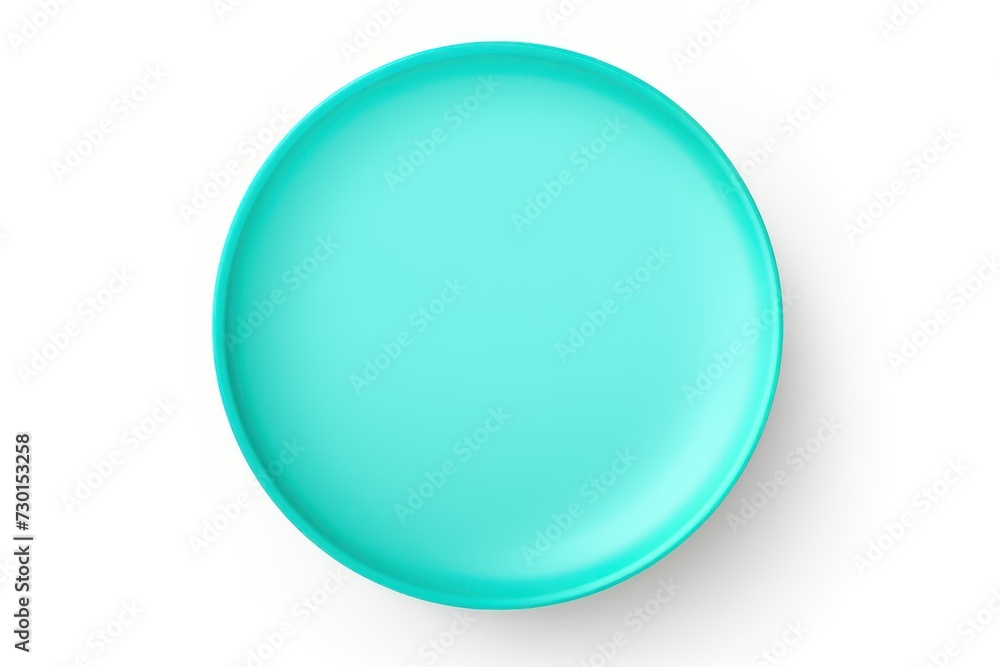 Cyan round circle isolated on white background
