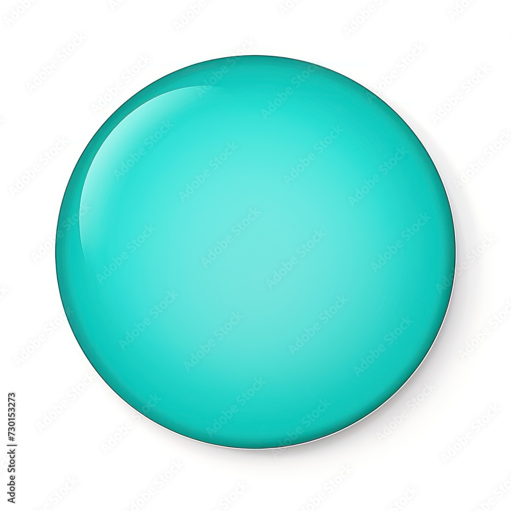 Cyan round circle isolated on white background