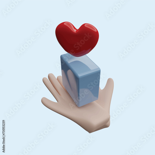 Volunteer Icon concept. Realistic 3d object cartoon style.