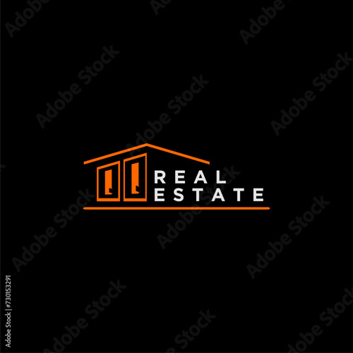 QQ letter roof shape logo for real estate with house icon design