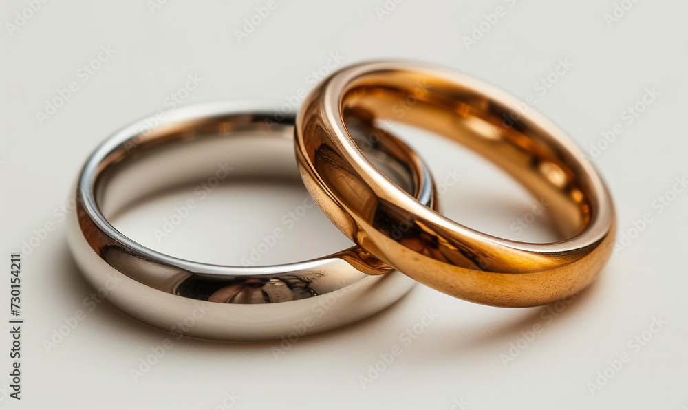 Wedding rings on a white background. Close-up. Wedding rings on a white background. Close-up.
