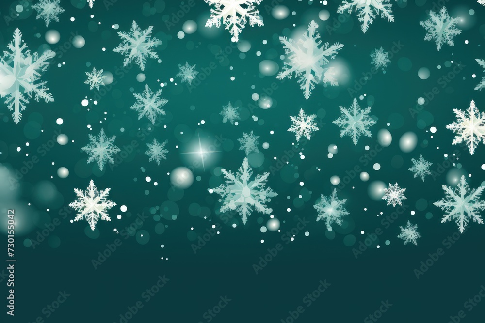 Emerald christmas card with white snowflakes vector