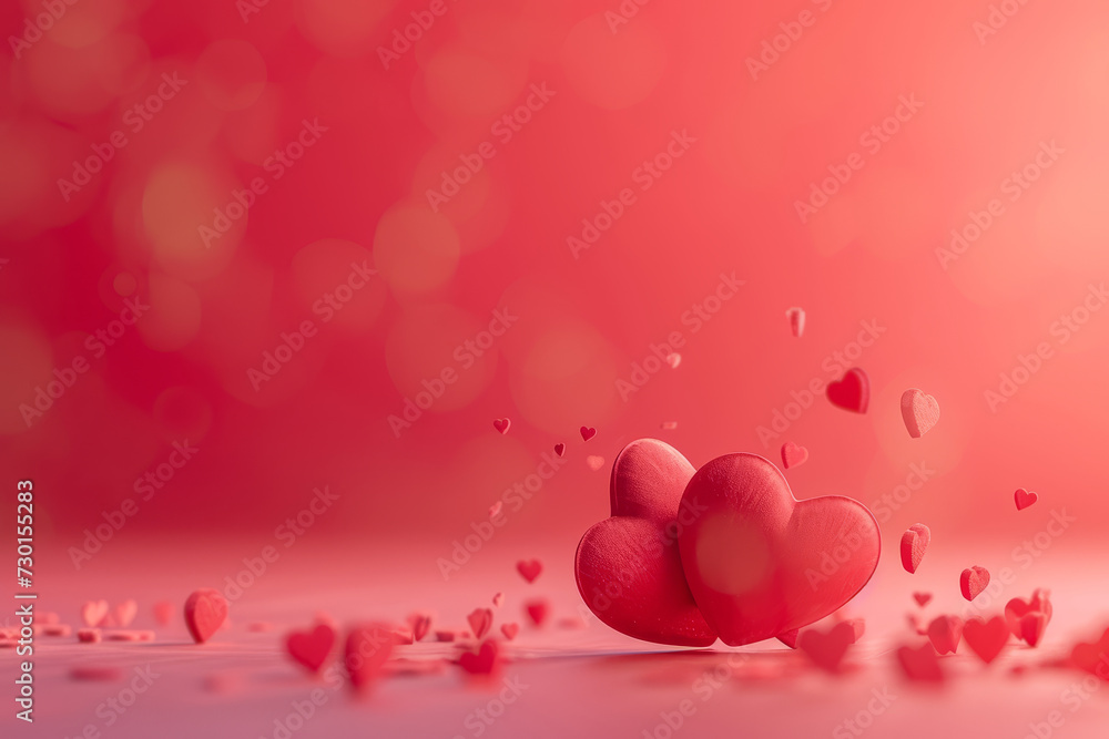 Valentine's day banner background with heart 3d, minimal, romantic. Wedding. Illustration.