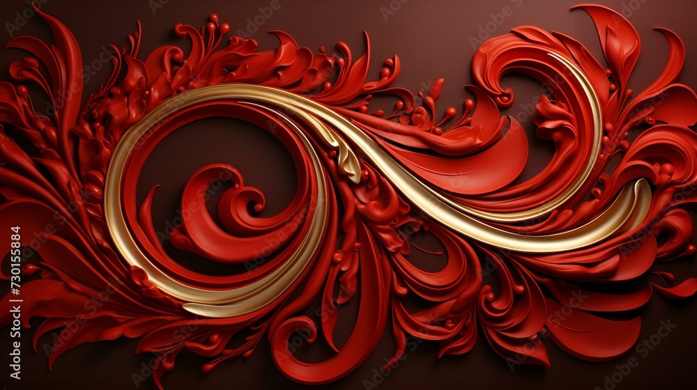 Abstract Background of intricate Patterns in ruby Colors