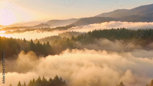 view of mountains covered in thick clouds