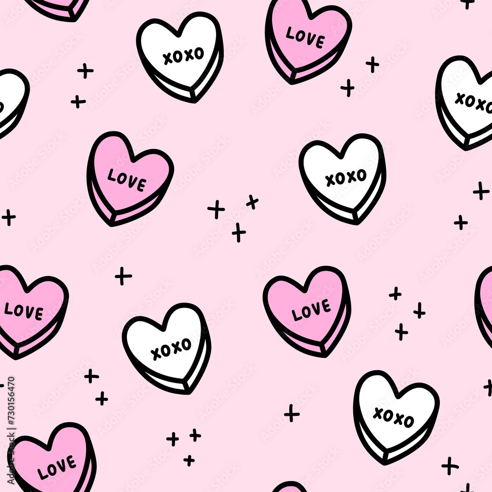valentine heart box doodle pink seamless pattern background wallpaper