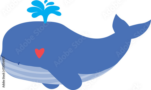 cute whale cartoon  sea animal 