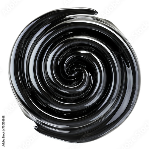 Black color Swirl, transparent background.