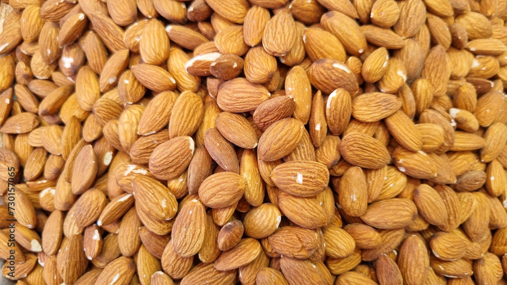 Closeup of an abundance of fresh almonds. Closeup of an abundance of fresh almonds.