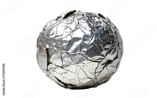 Aluminum foil ball in a state of disarray Isolated on a Transparent Background PNG.