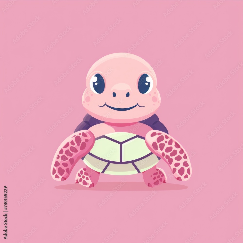 Vibrant Flat Design Illustration of a Sea Turtle On a Light Background Vibrant Flat Design Illustration of a Sea Turtle On a Light Background